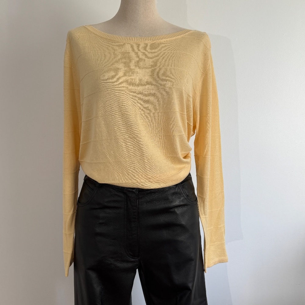 Contemporaine - Soft Yellow Knit Sweater with Long Sleeves